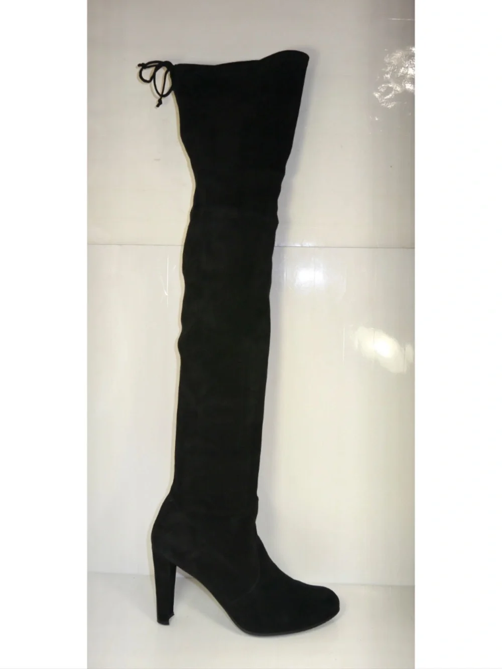 Stuart Weitzman Highland Over The Knee Suede Heel Boot Black size 7 M